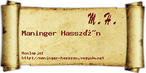 Maninger Hasszán névjegykártya